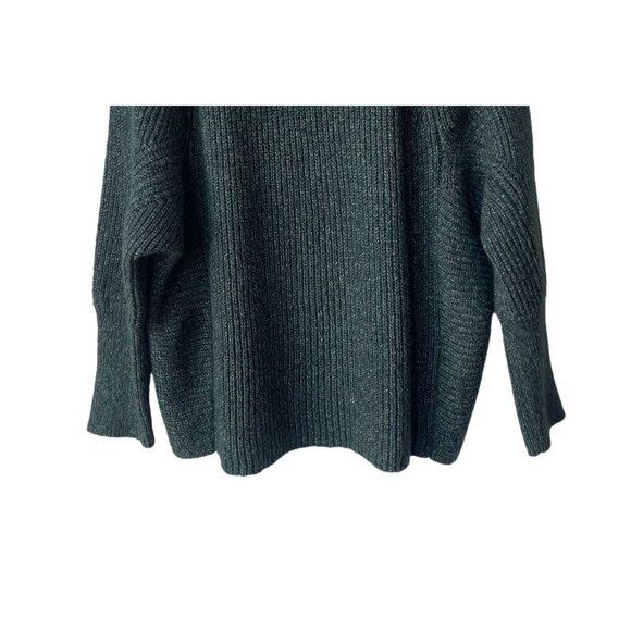 Chico's Holiday Sweater Size L Green Marled Mock-Neck Pullover Oversized Cotton - Picture 5 of 11